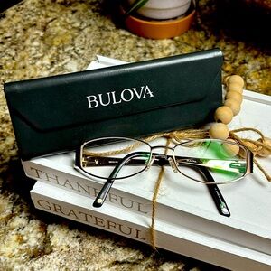 Bulova Black and Gold Eyeglasses with Case